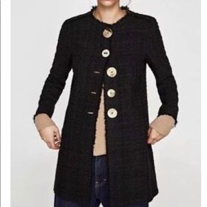 Zara Tweed Jacket with Gold Buttons